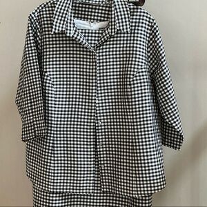 Valerie Stevens Black and White Gingham Midi Dress
